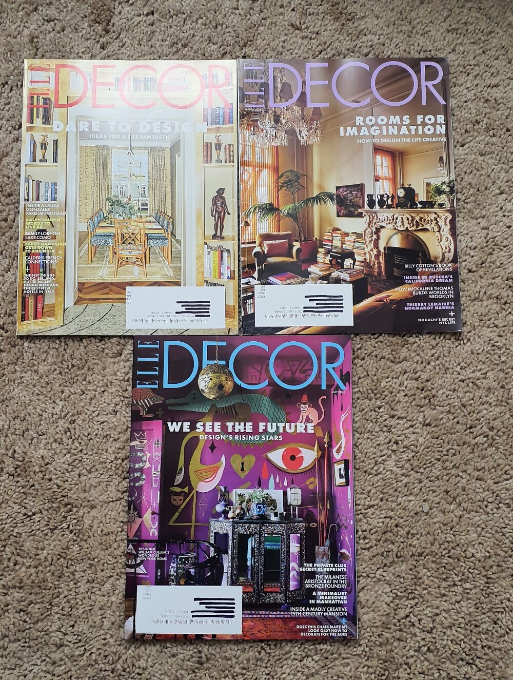 ELLE DECOR Magazine Lot of 3 Mar - May 2026 Issues Feature Rooms for Imagination